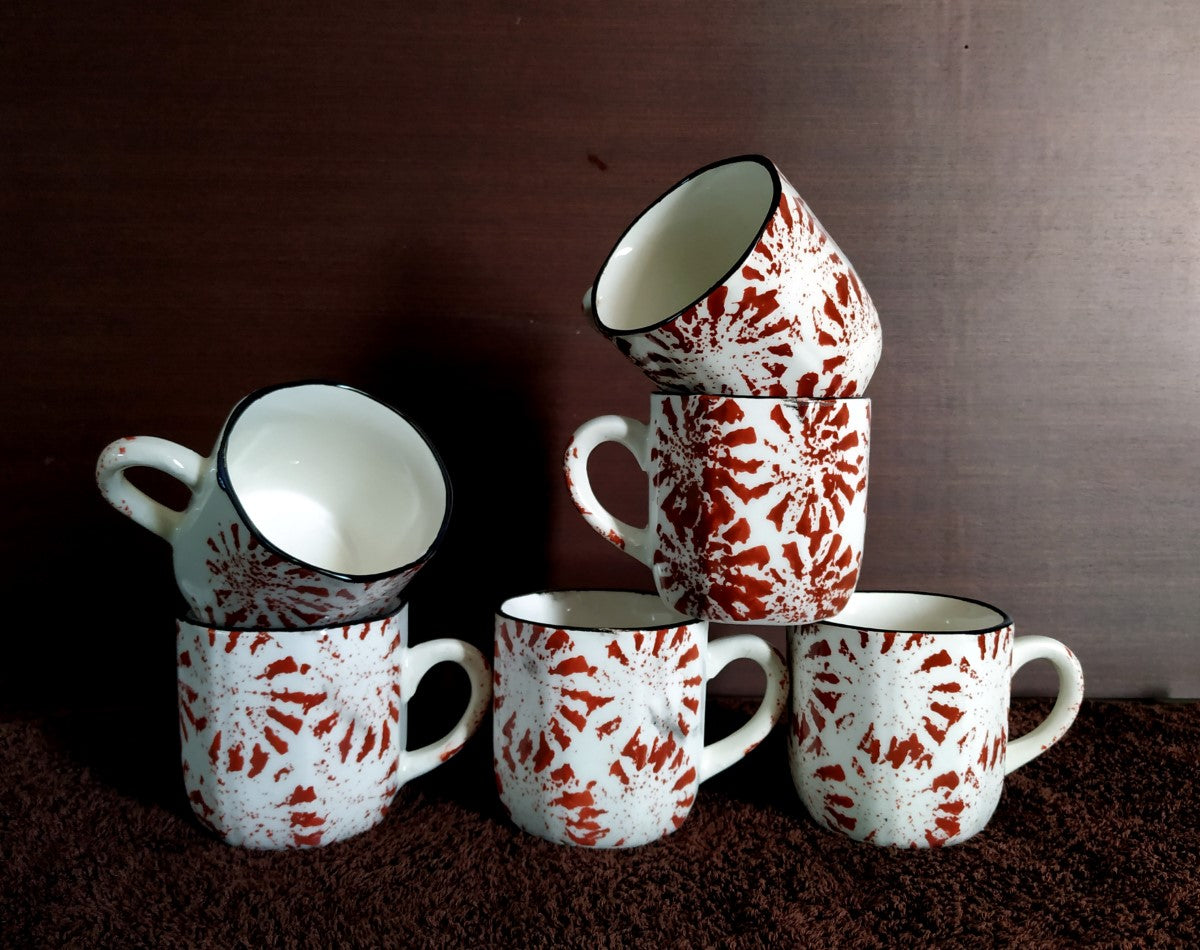 Octagon-Rimmed Premium Tea Cups | Set of 6 Cups