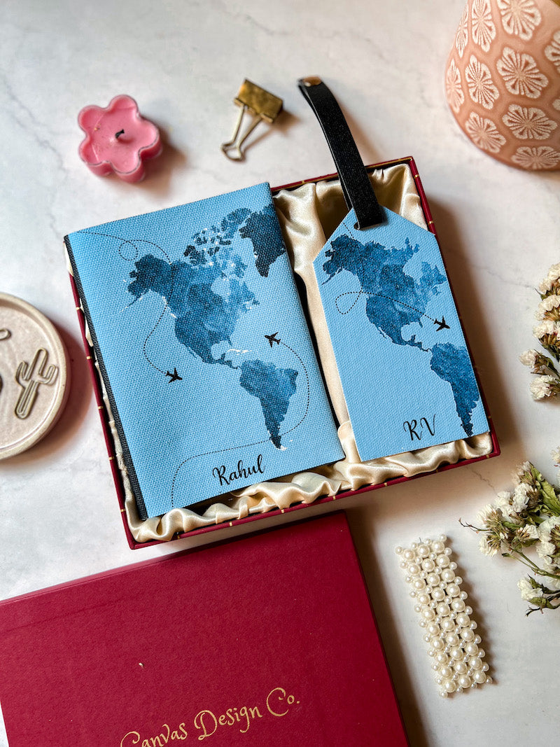 World Map Passport Cover + Luggage Tag
