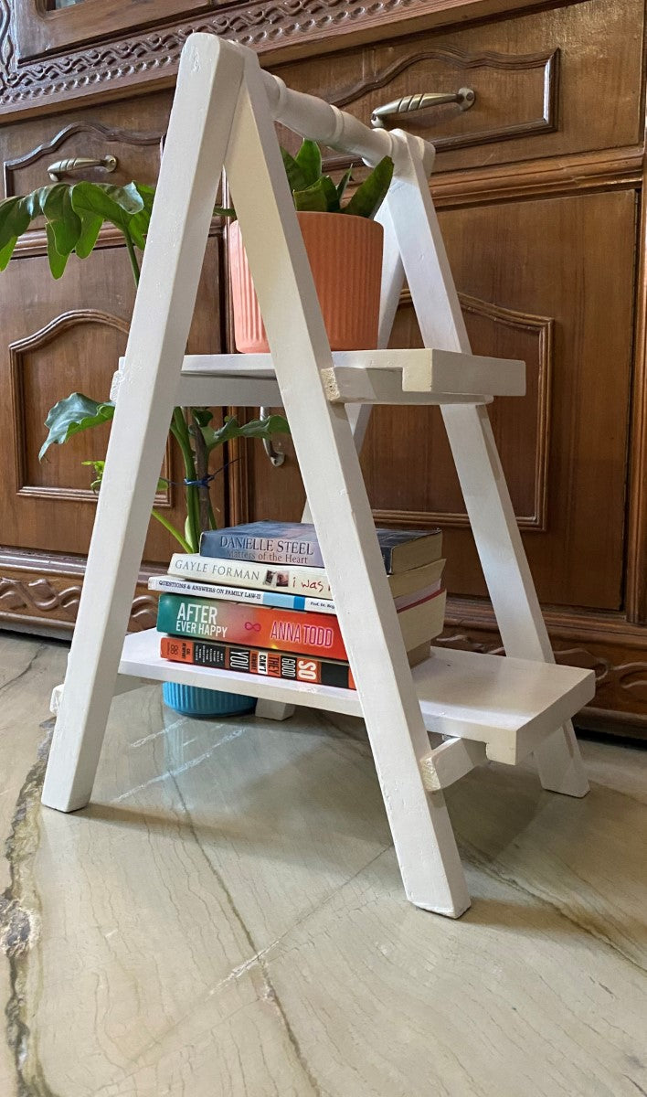Exclusive White 2-Tier Ladder Shelf
