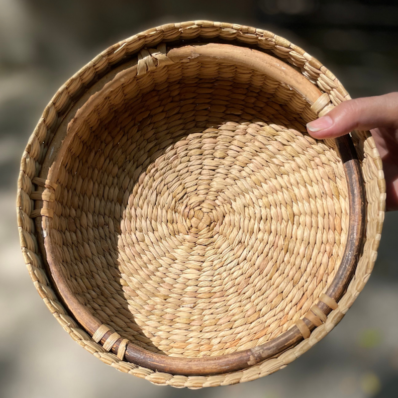 Handwoven Kauna Roti Basket with Lid