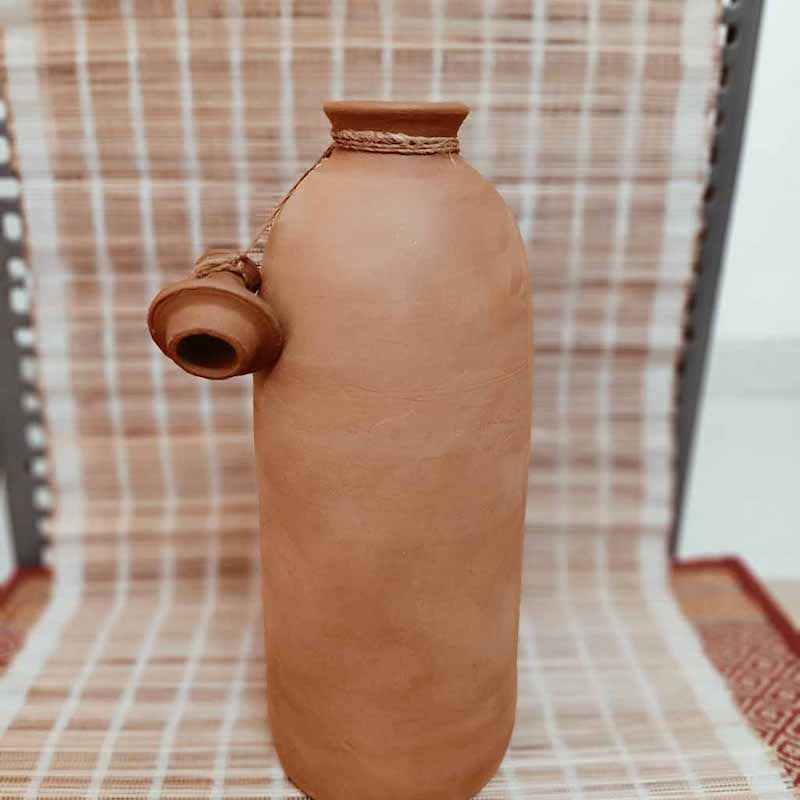 Terracotta Matka Bottle with Jute Bag