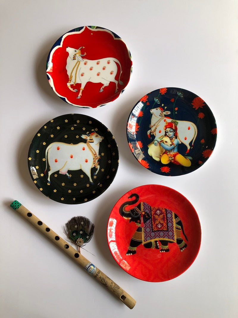 Pichwai Themed Gifting Wall Plates (Set of 4)