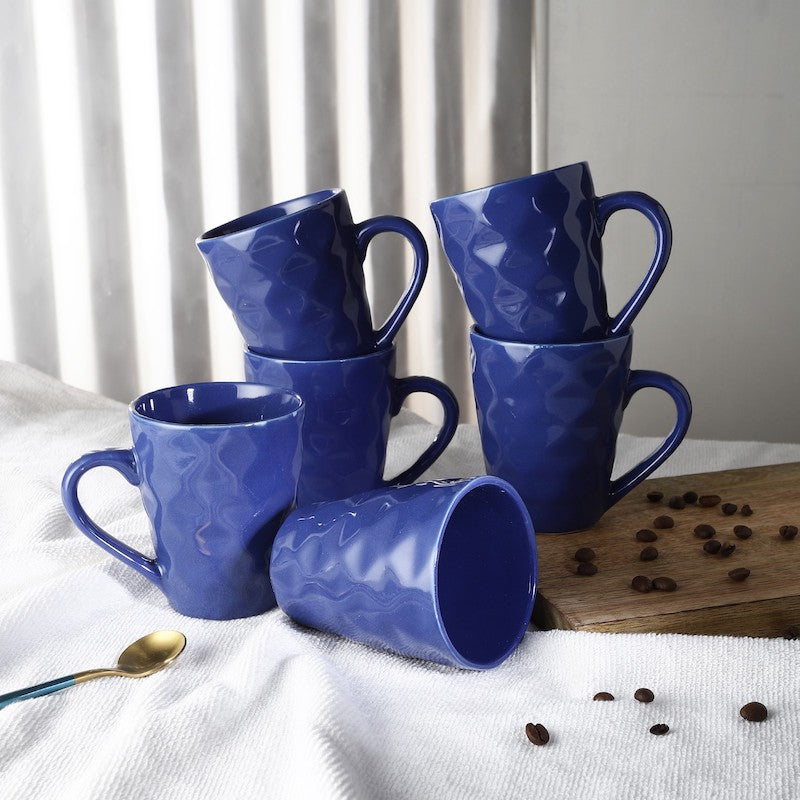 Elegant Glazed Ceramic Coffee Mugs (Set of 6)