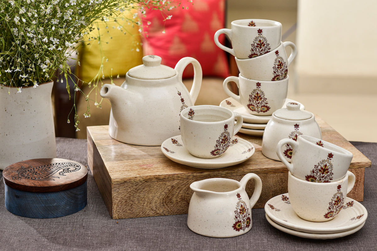 Tales of Gulnar Handcrafted Tea Set (Set of 15)