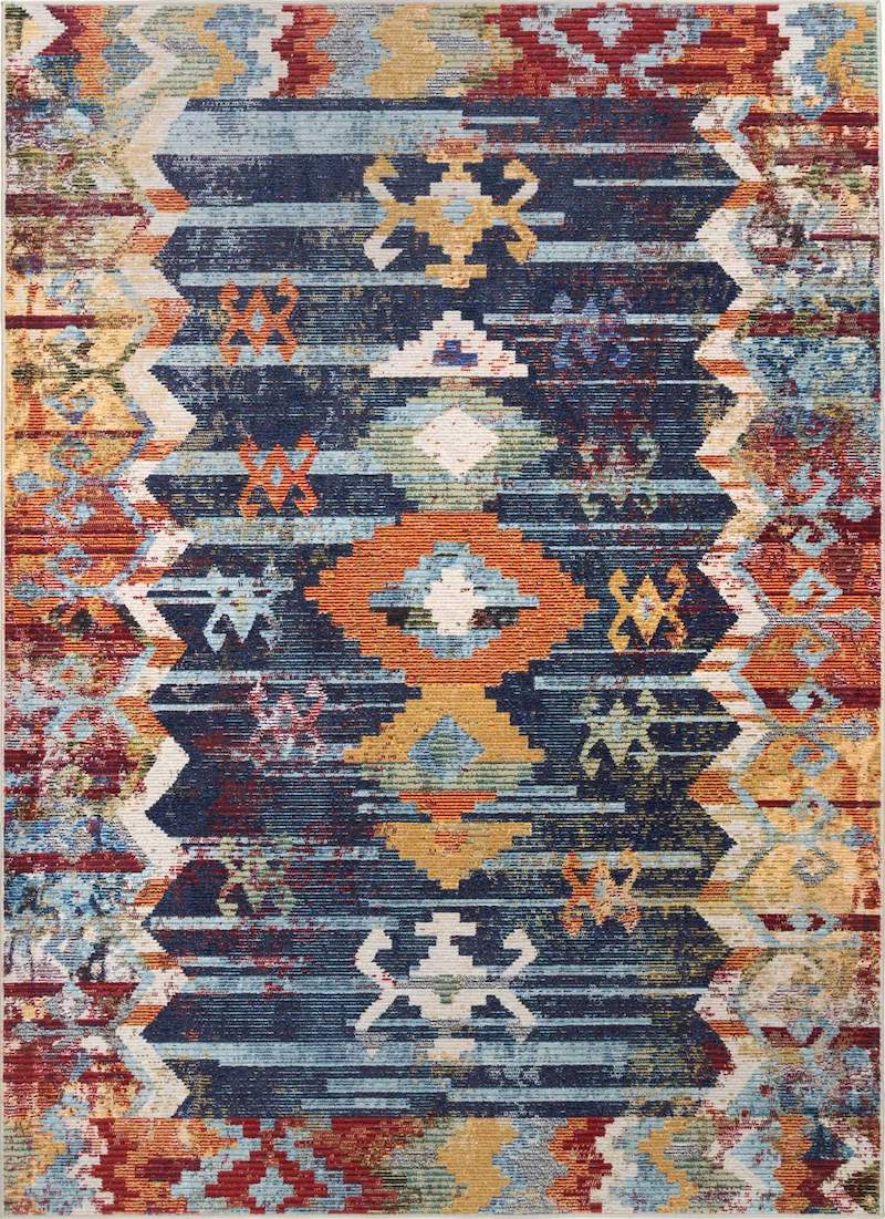 Multicolor Vintage Look Handwoven Wool Rug