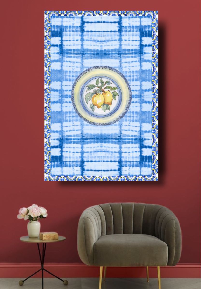 Indigo Block Print	Digital Wall Art