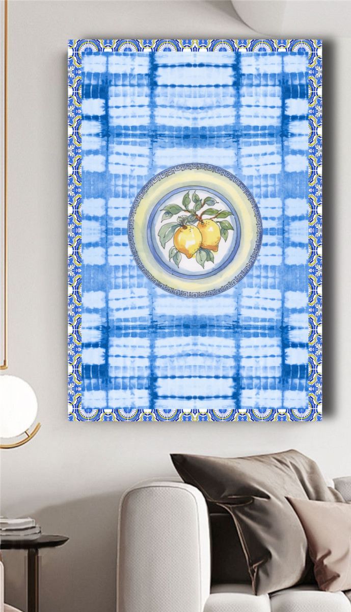 Indigo Block Print	Digital Wall Art
