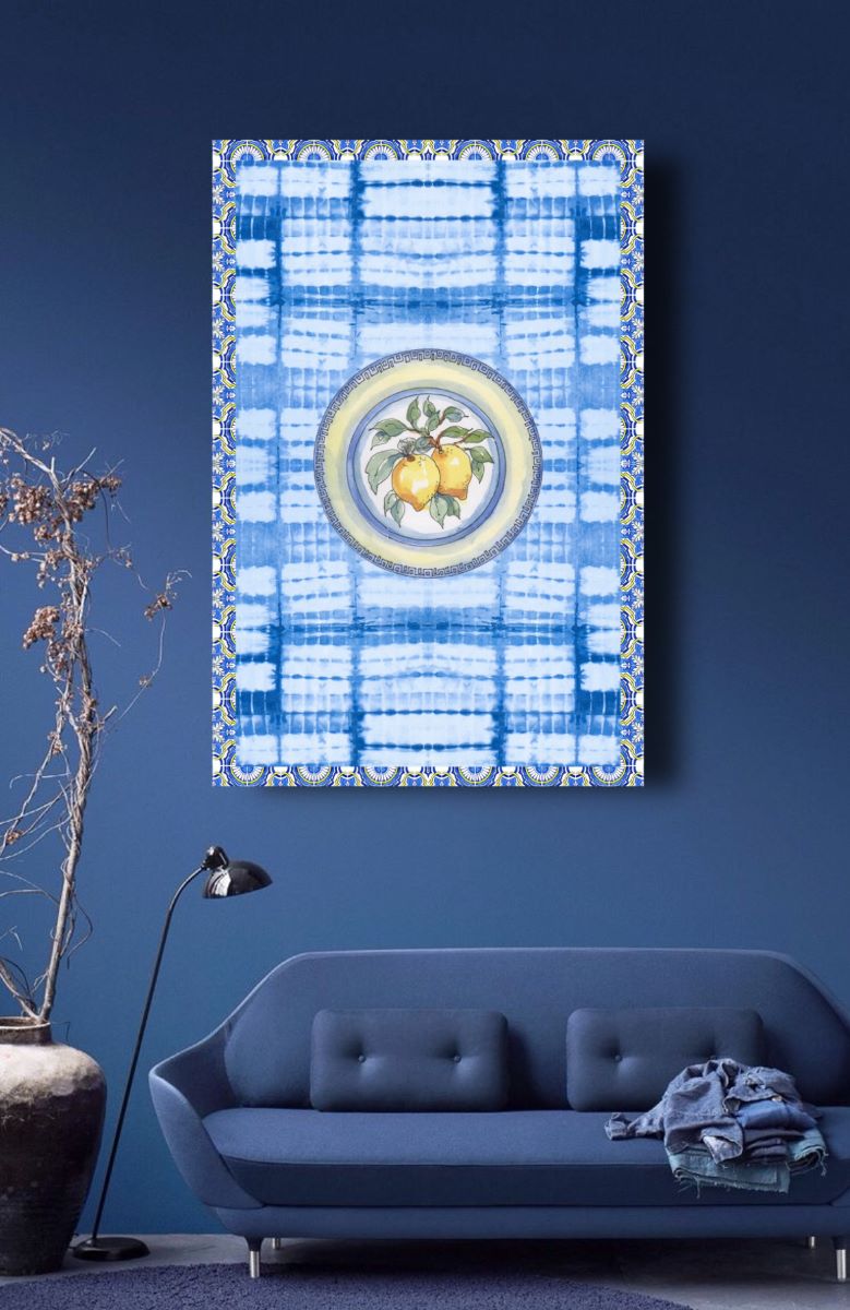 Indigo Block Print	Digital Wall Art