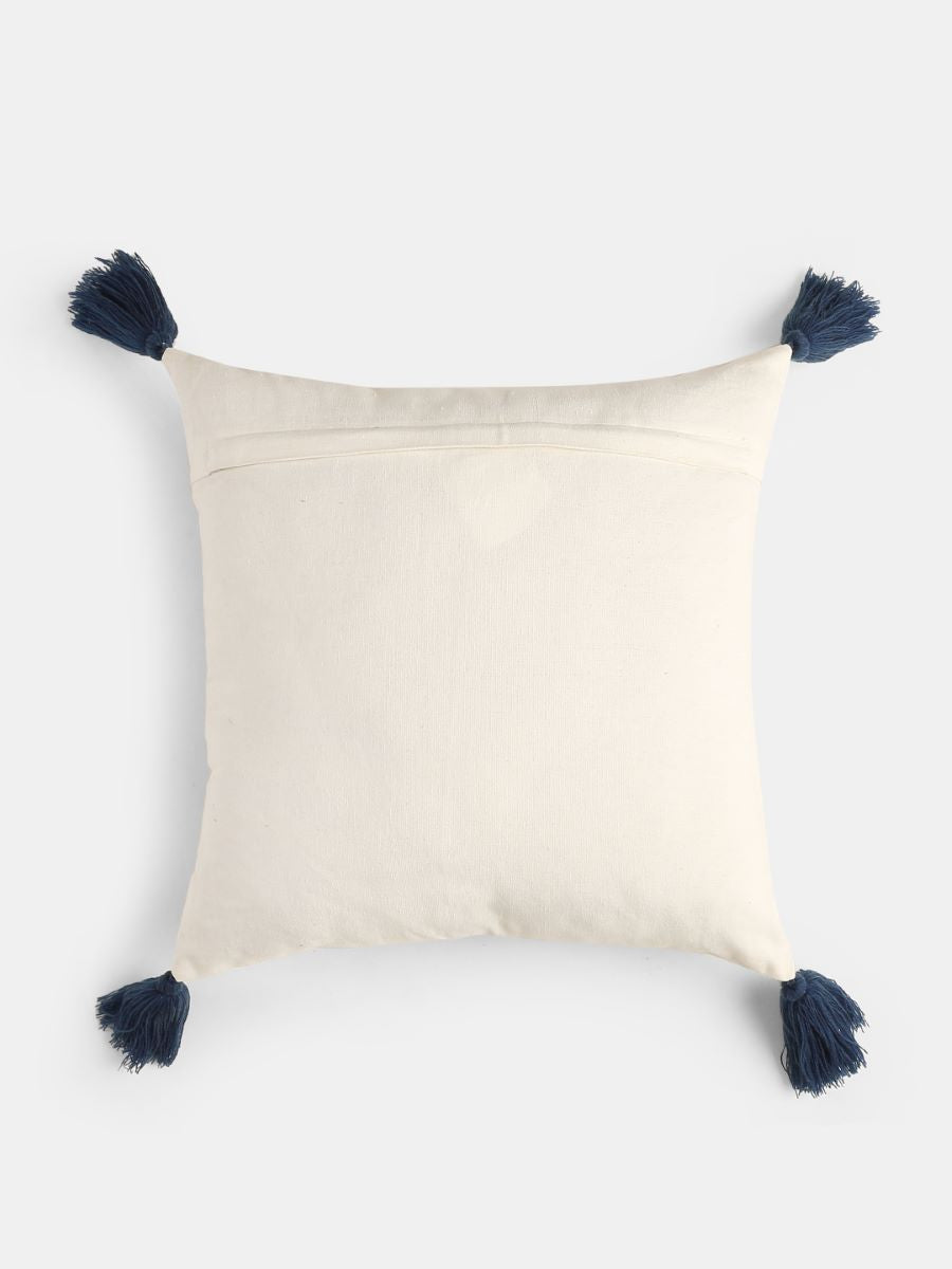 Embroidered Hand Of Hamsa Cushion Cover With Tassels