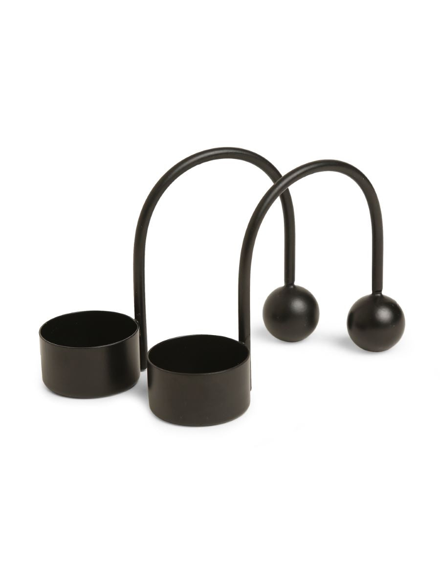 Minimal Tea Light Holder - Black (Set Of 2)