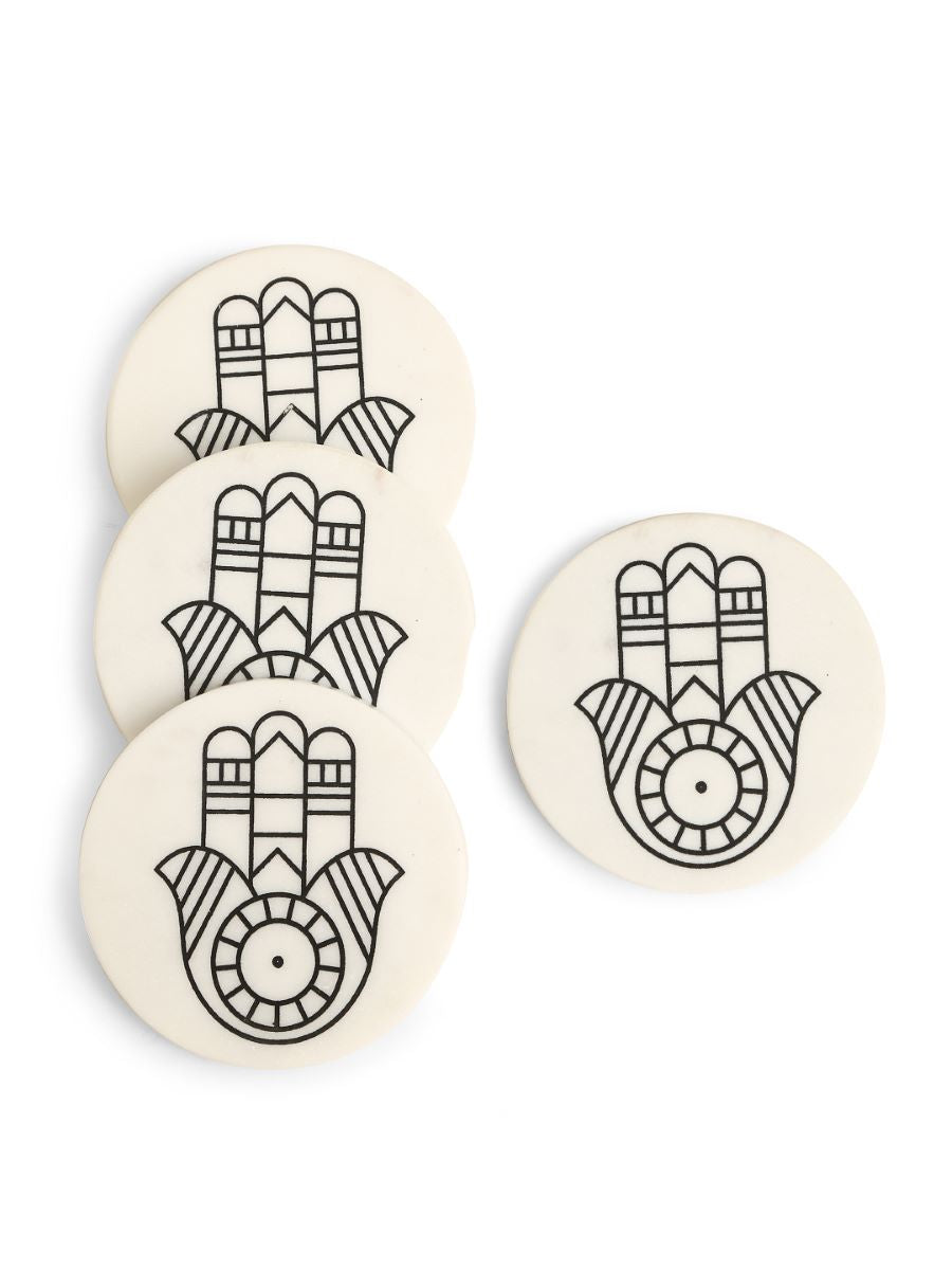 Hands Of Humsa Marble Coasters (Set Of 4)