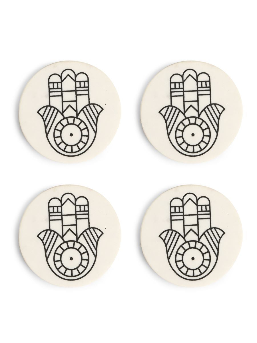 Hands Of Humsa Marble Coasters (Set Of 4)