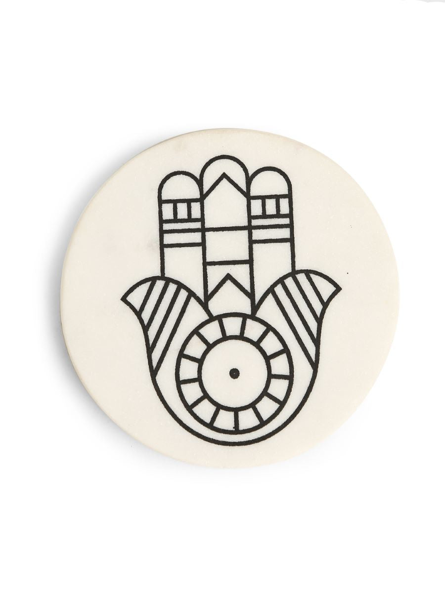 Hands Of Humsa Marble Coasters (Set Of 4)
