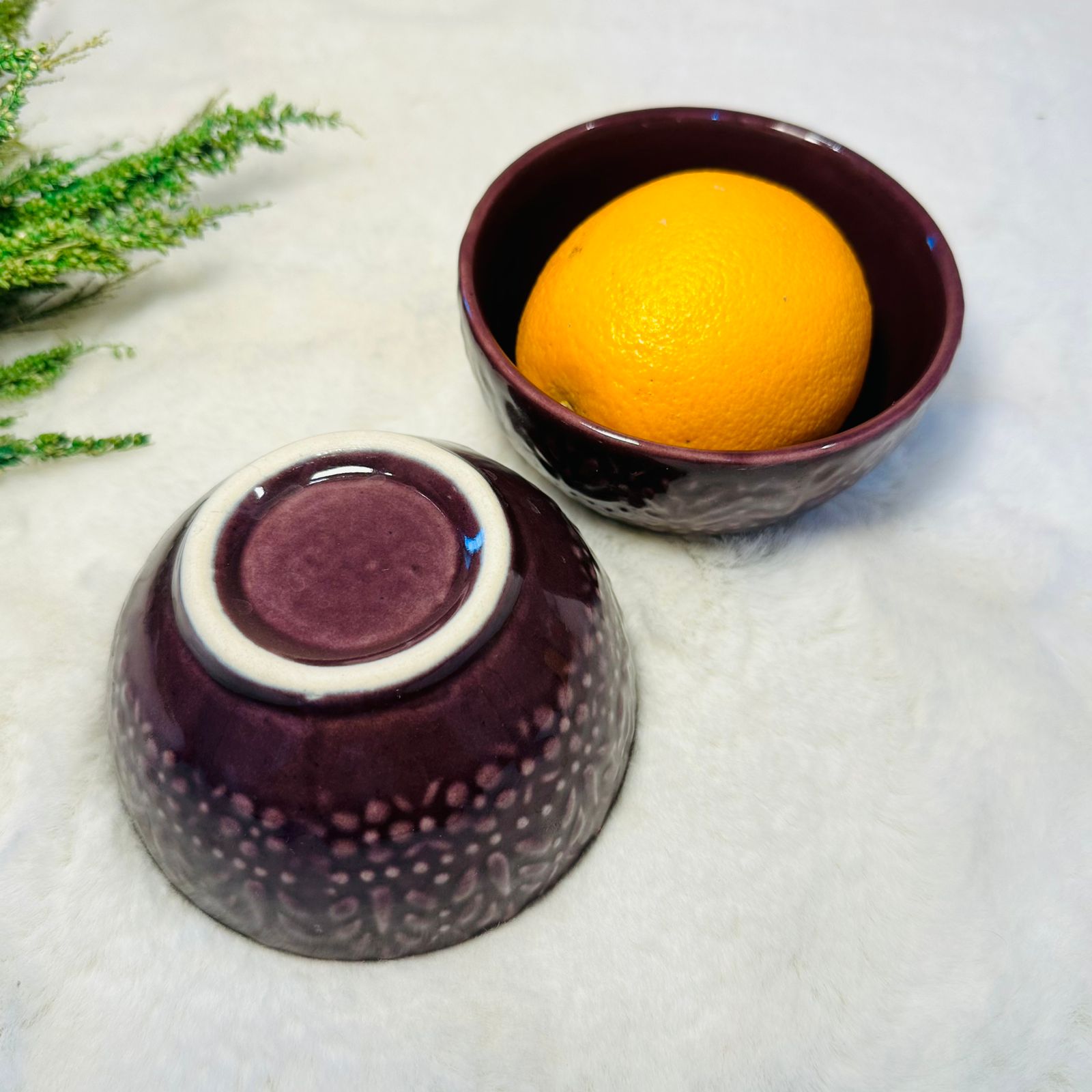 Embossed Ceramic Bowl (Set  of 2)