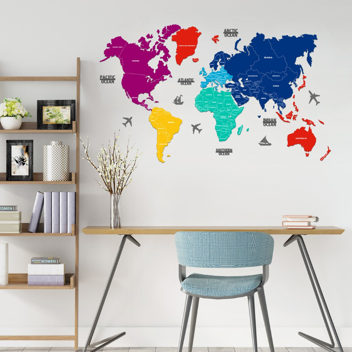 2D Prismatic Wooden World Map