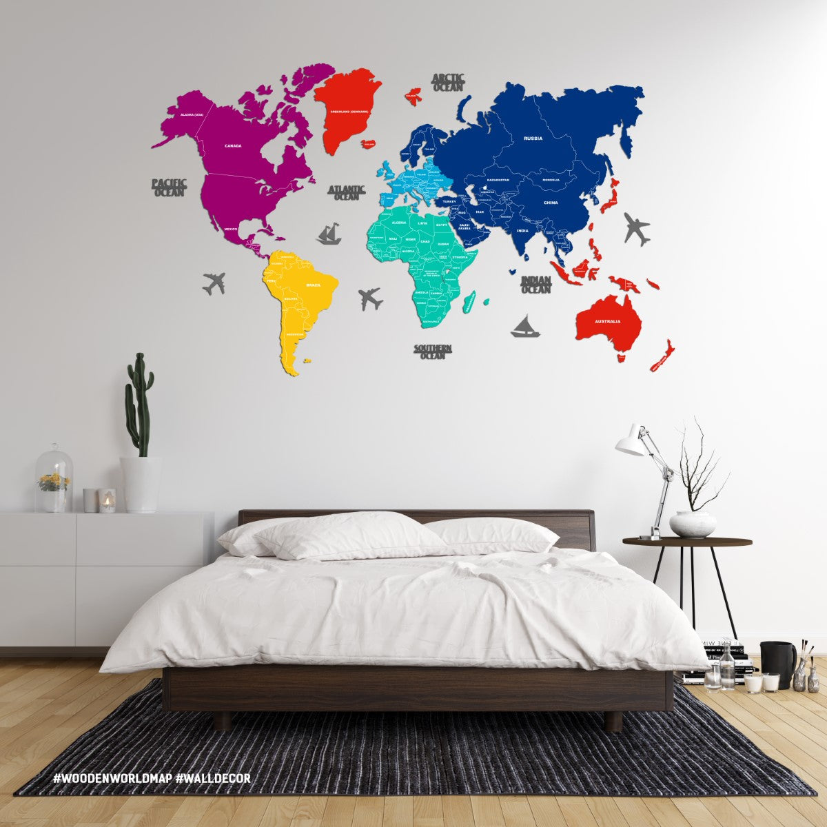 2D Prismatic Wooden World Map