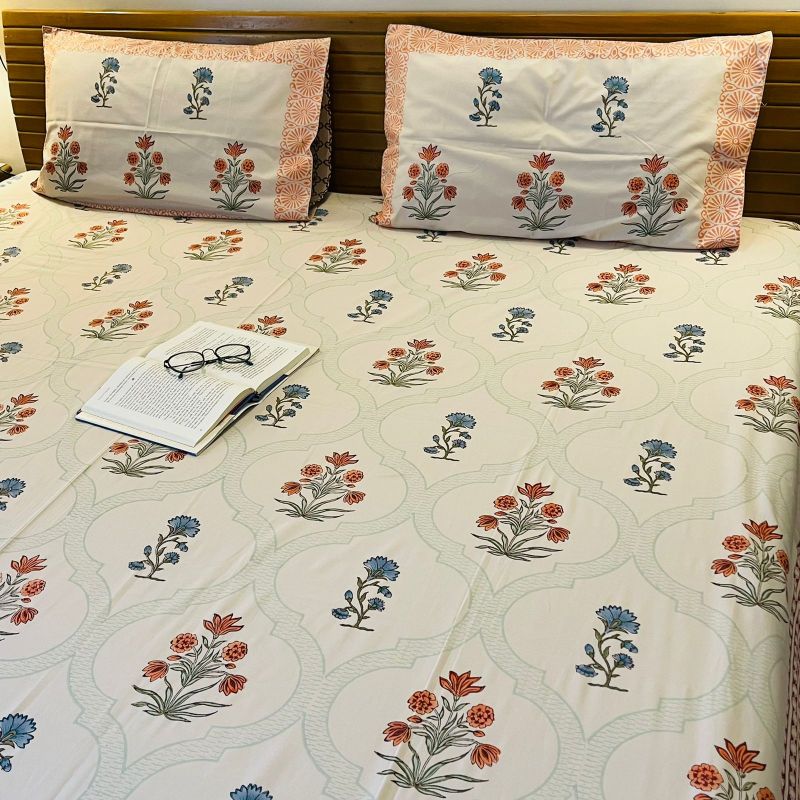 Mughal Print Premium Cotton (Queen Size) Bedsheet Set