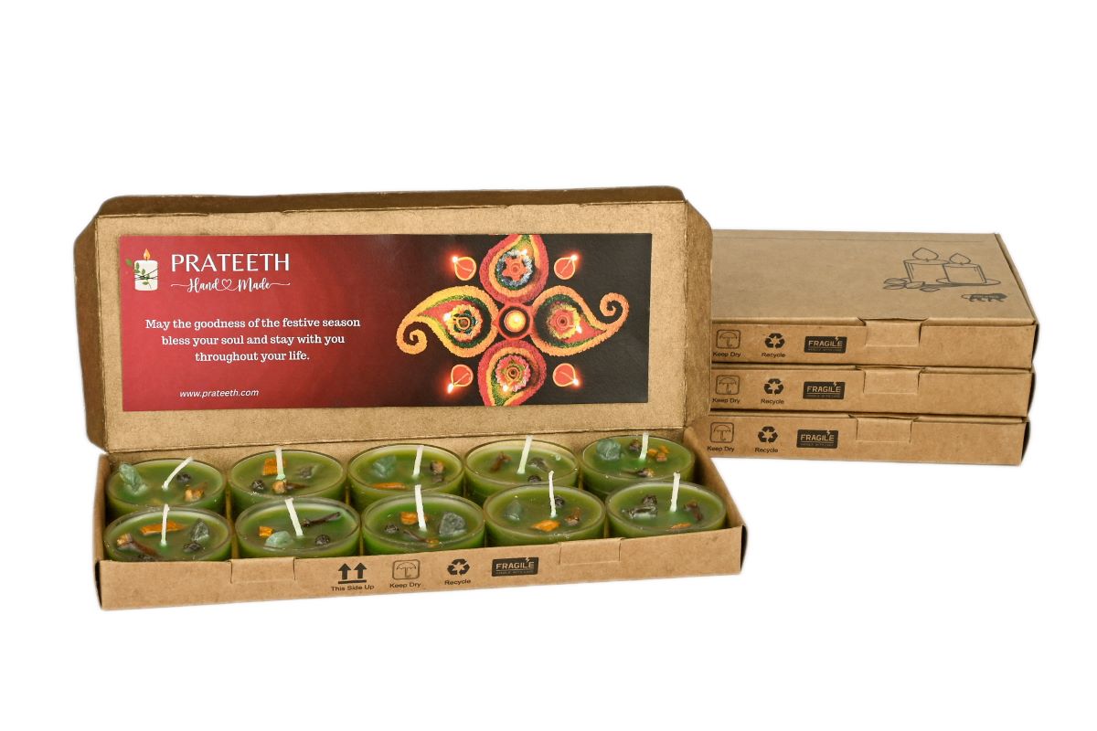 Basil Scented Bee's Wax Tea Light Candles (Set of 10)