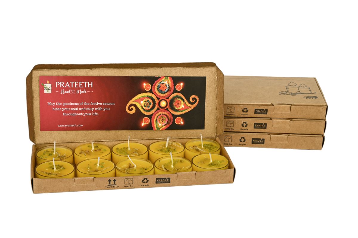 Lemongrass Scented Bee's Wax Tea Light Candles (Set of 10)
