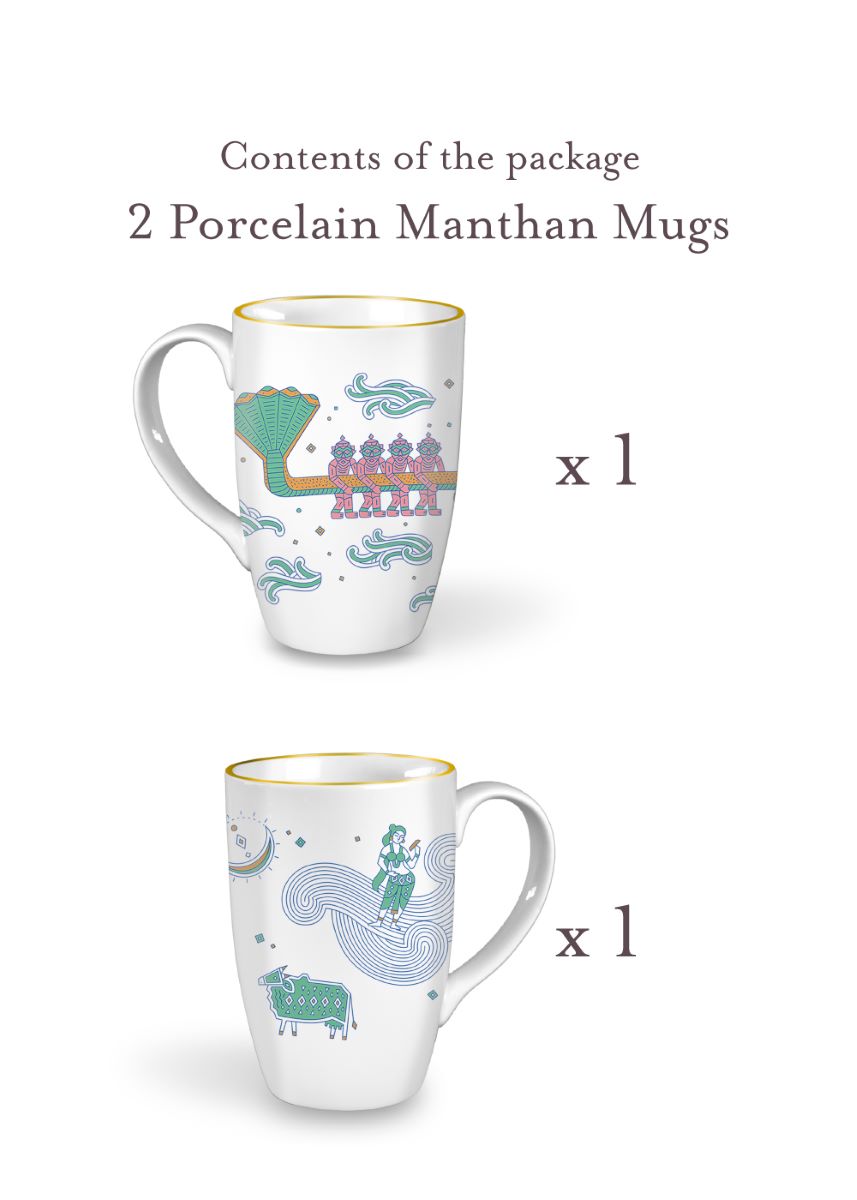 Atah Manthan Mugs | Set of 2 Porcelain Mugs