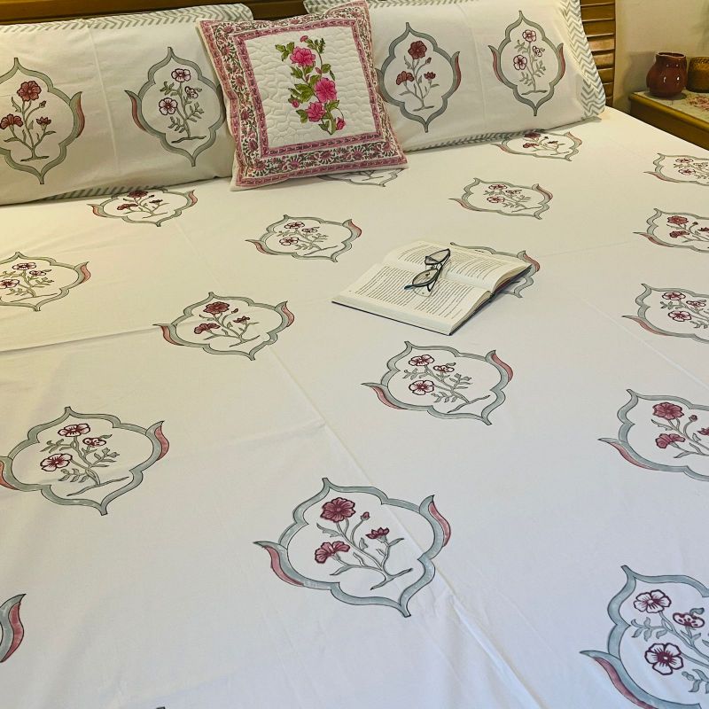 Floral Print Premium Cotton Bedsheet with Pillow Covers
