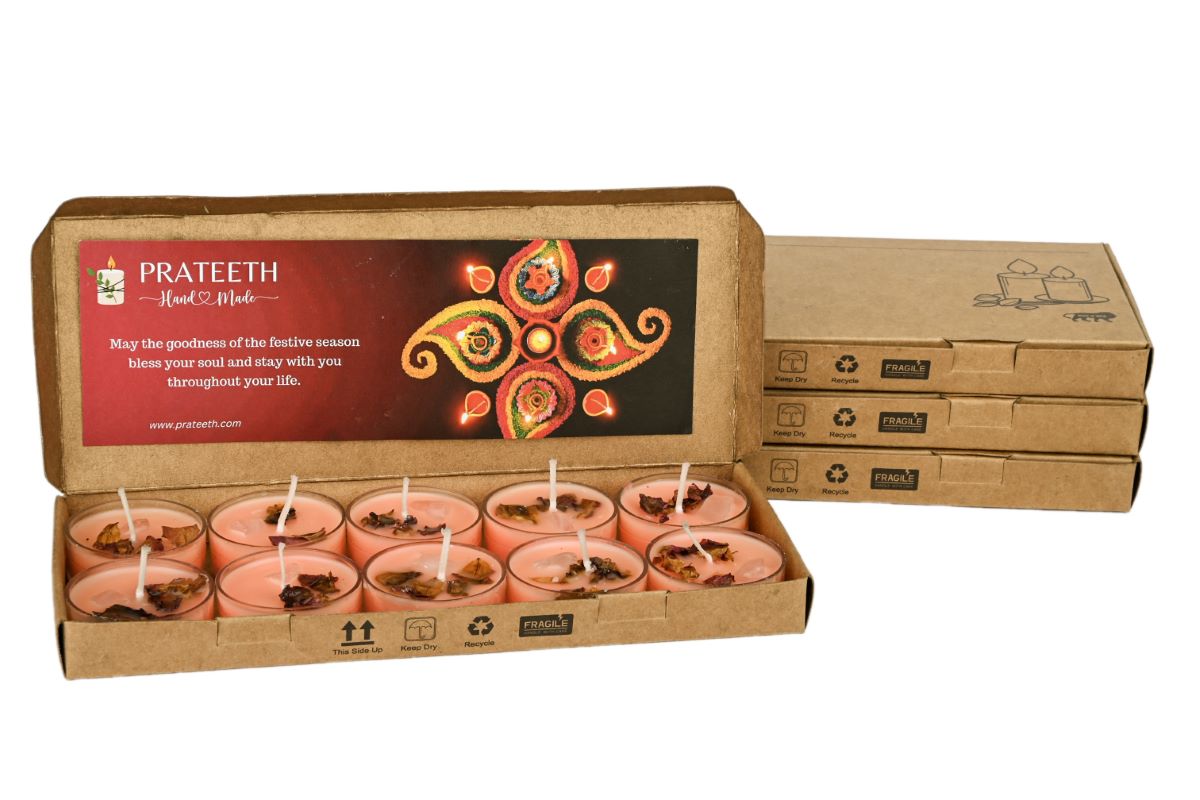 Rose Scented Bee's Wax Tea Light Candles (Set of 10)