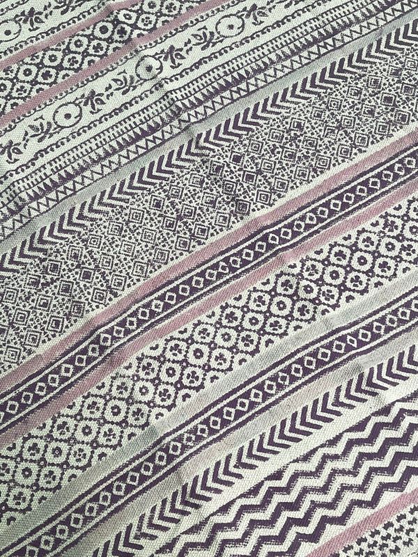 Purple & White Hand Woven Cotton Rug