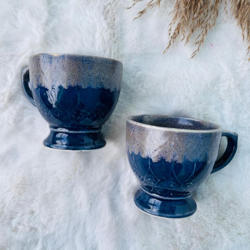 Blue Embossed Luxury Designer Mugs