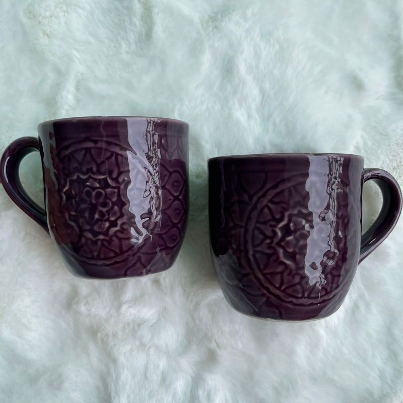 Dark Purple Mandala Coffee Mugs (Set of 2)