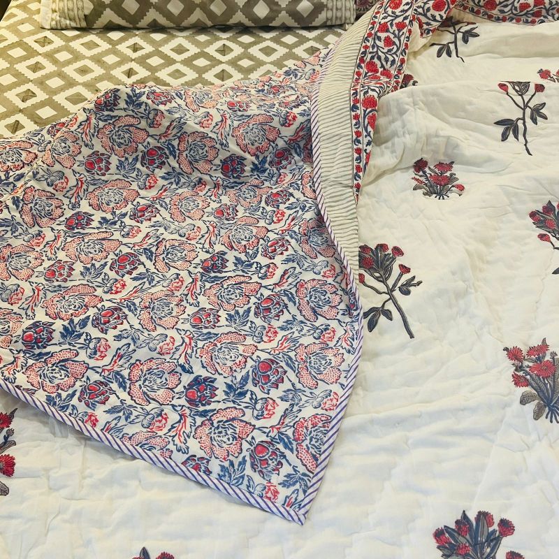 Pink Floral Cotton Quilt