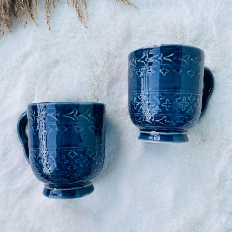 Luxury Navy Embossed Mugs
