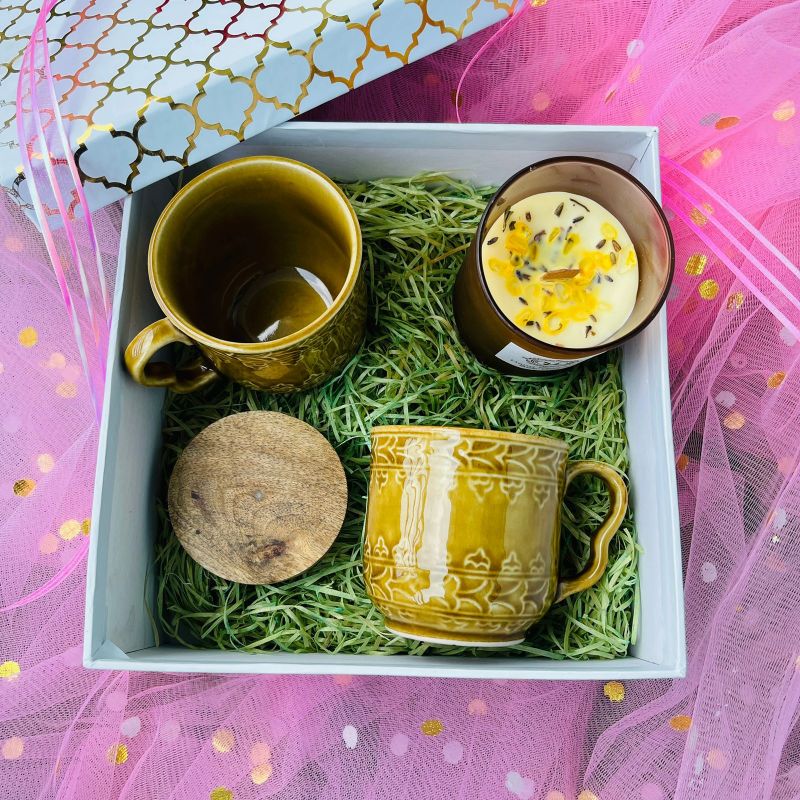 Diwali Gift Box I Mugs and Candle