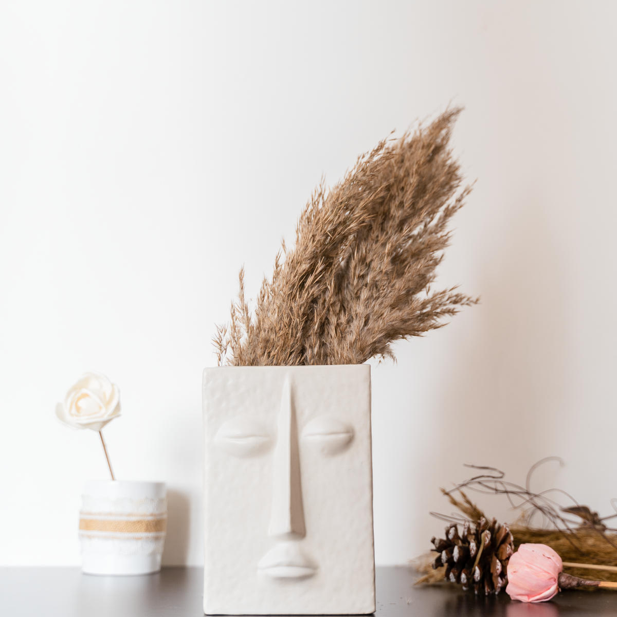 White Satin Zen Face Vase