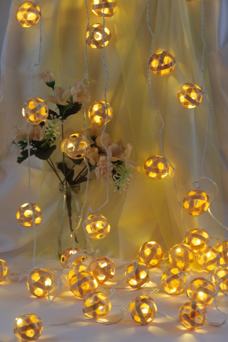 Bamboo Handmade Fairy Light /Festive Decorative Light-Ball Design