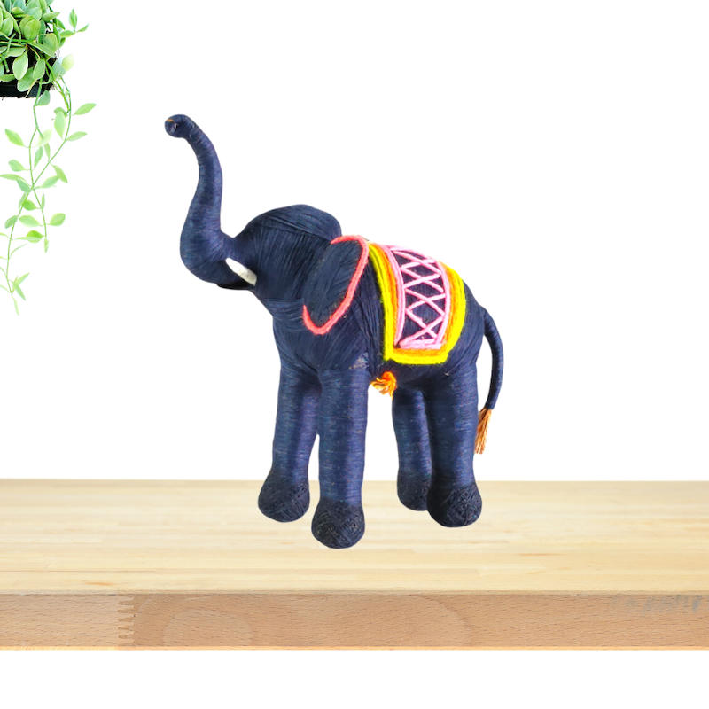 HandCrafted Coir Deep Blue Elephant | Ecofriendly & Sustainable Décor