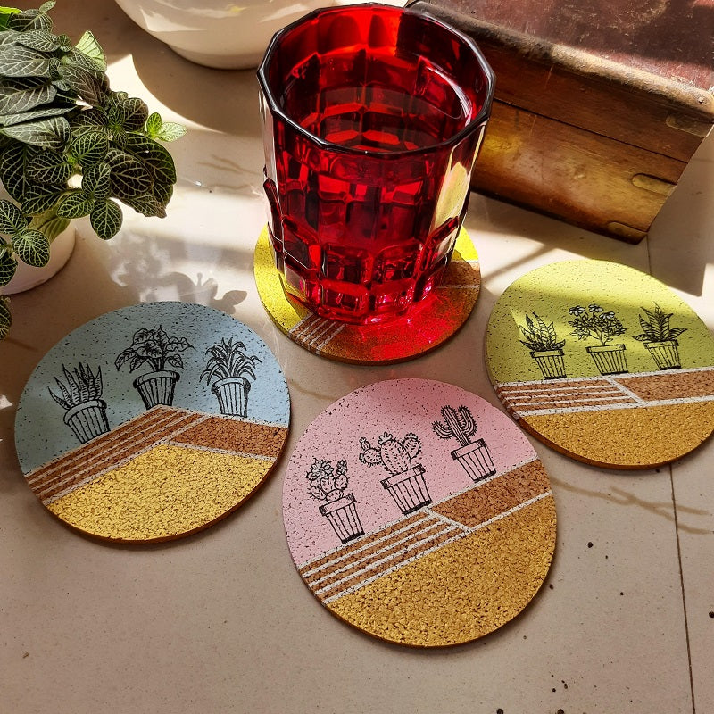 Potted Plants Cork Coasters (Set of 4)