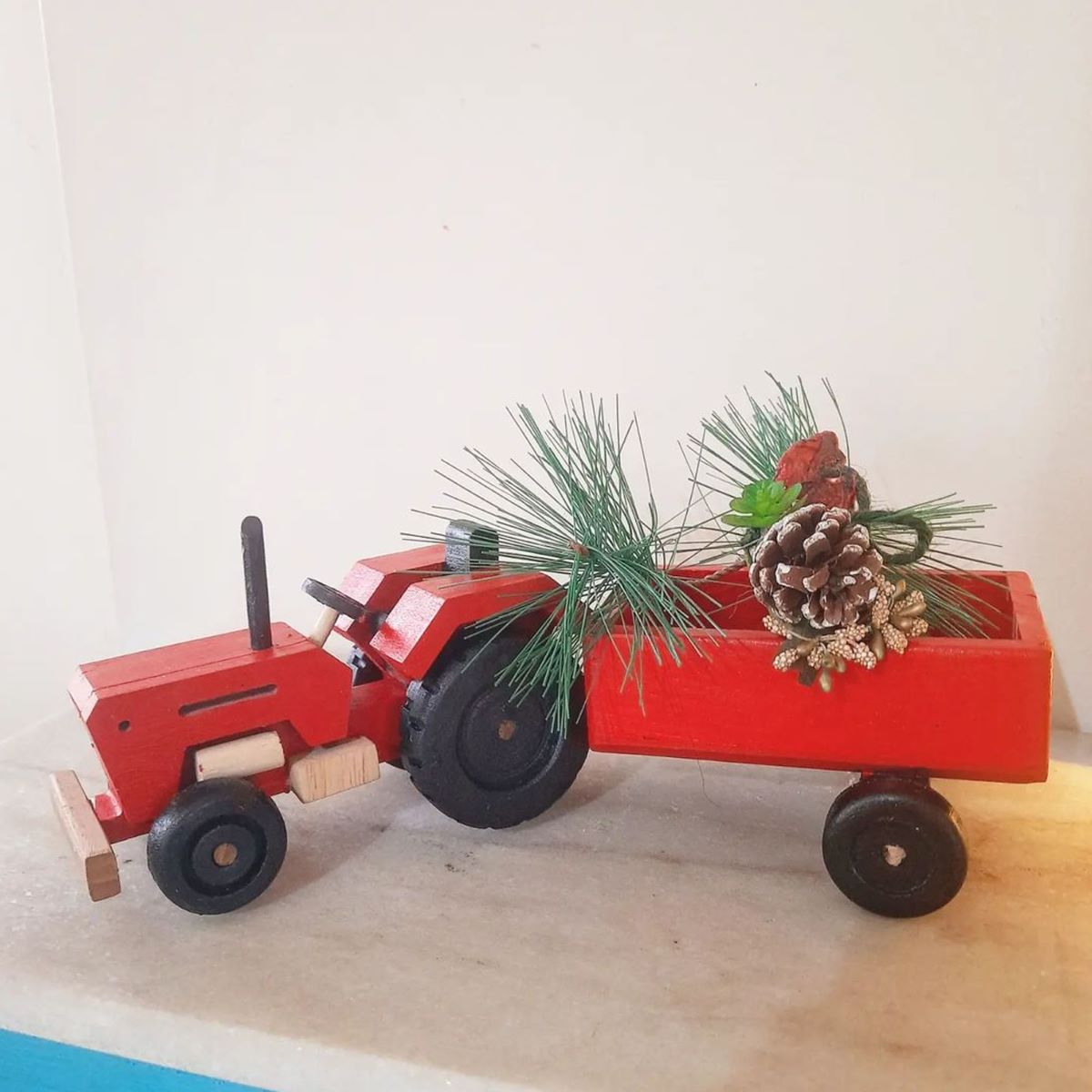Red Christmas Tractor - Handmade