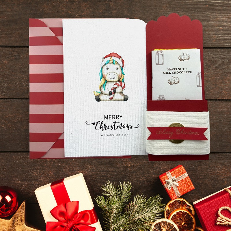 Milk Chocolate with Unicorn Christmas Card