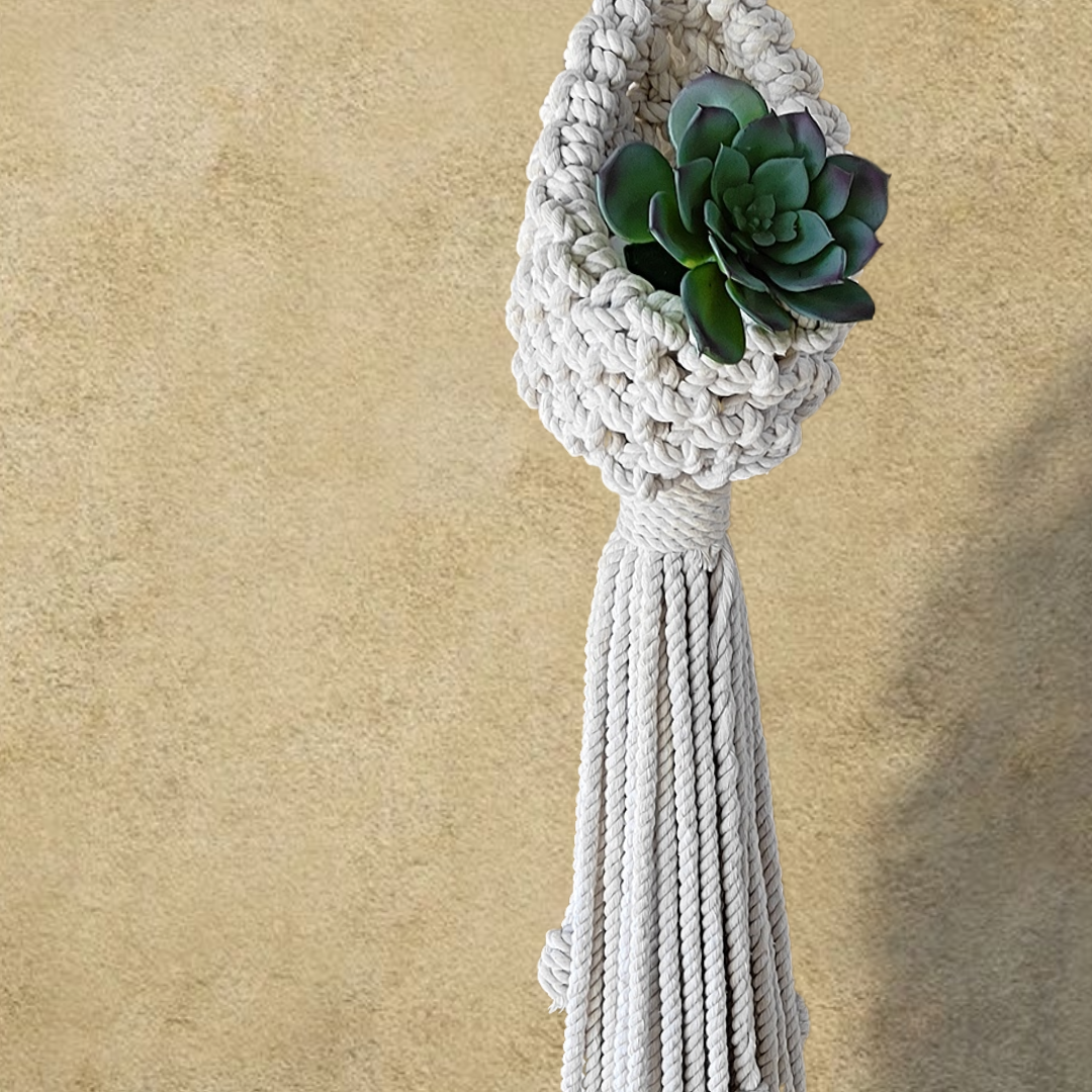 Off White Macrame Pod Planter