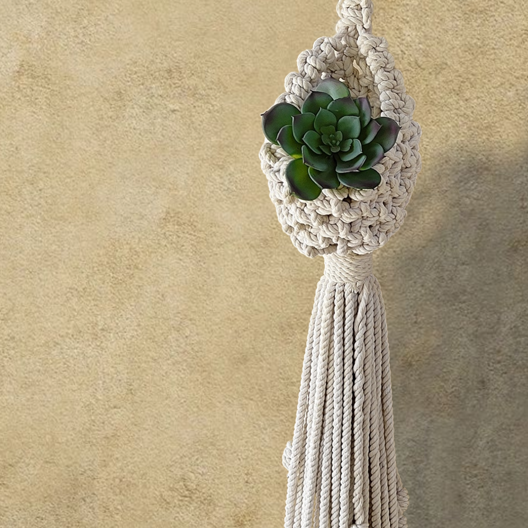 Off White Macrame Pod Planter