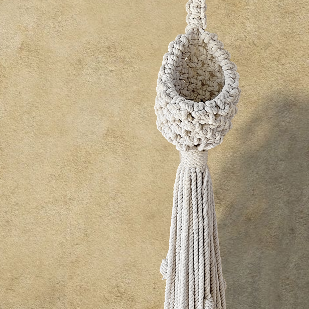 Off White Macrame Pod Planter