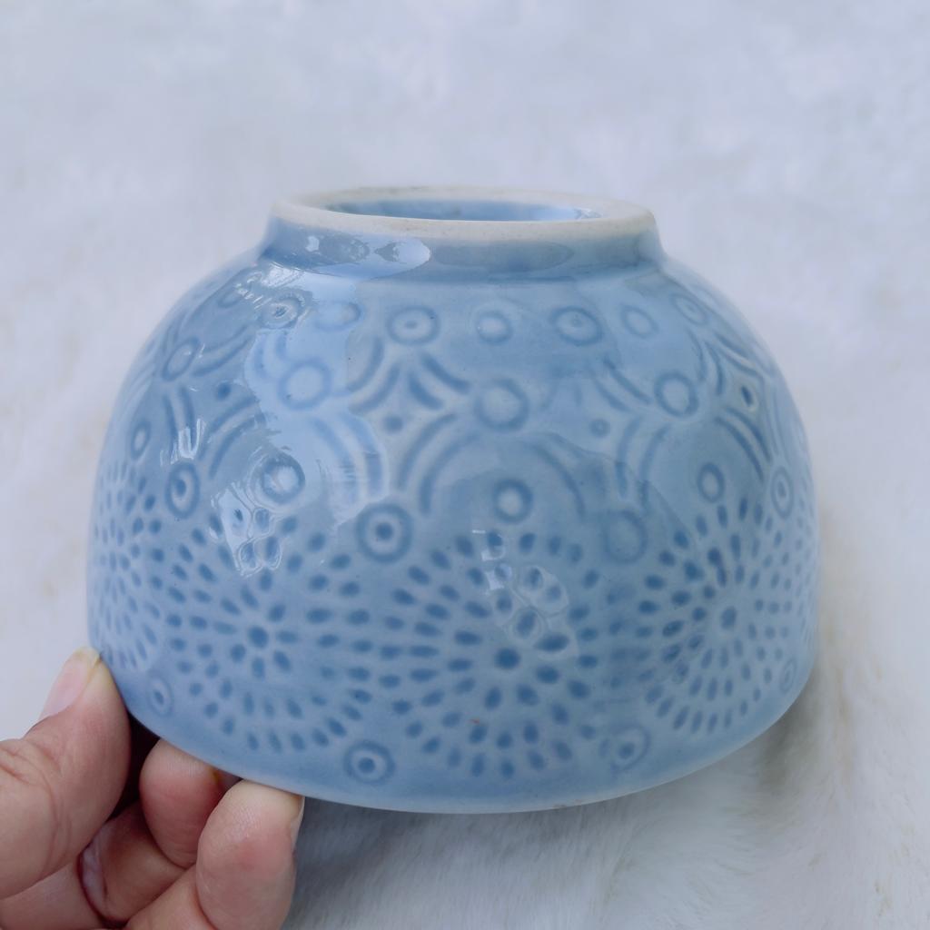 Sky Blue Embossed Snack Bowl