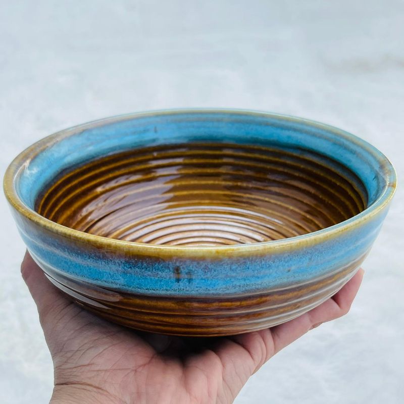 Amber Blue Lined Bowl