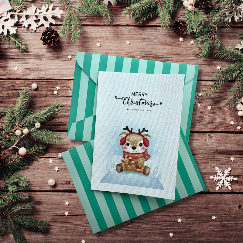 Green Christmas Assorted Greeting Cards (Set of 3)