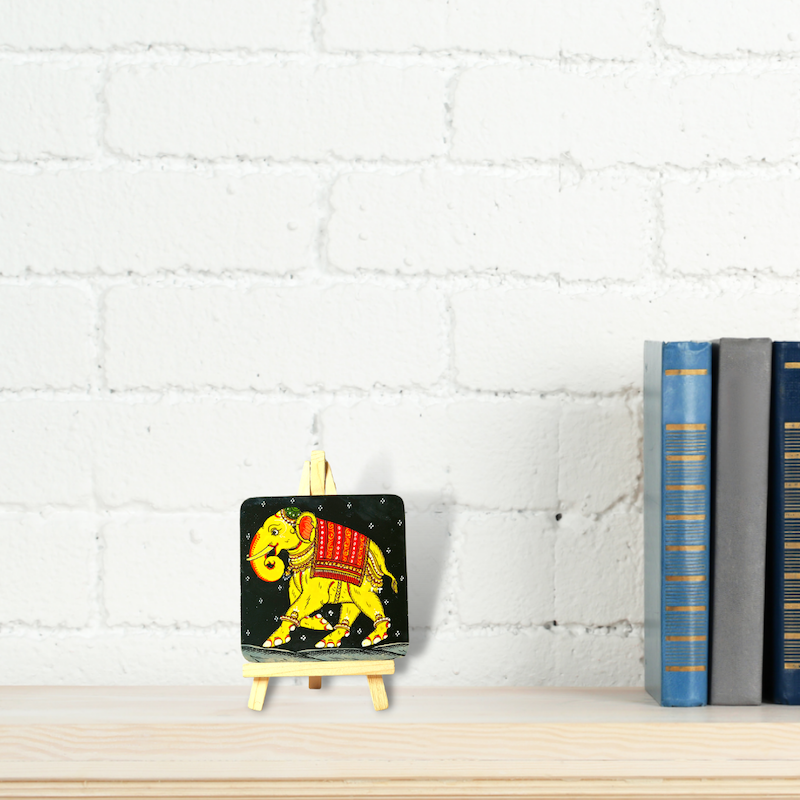 Yellow Pattachitra Elephant Painting
