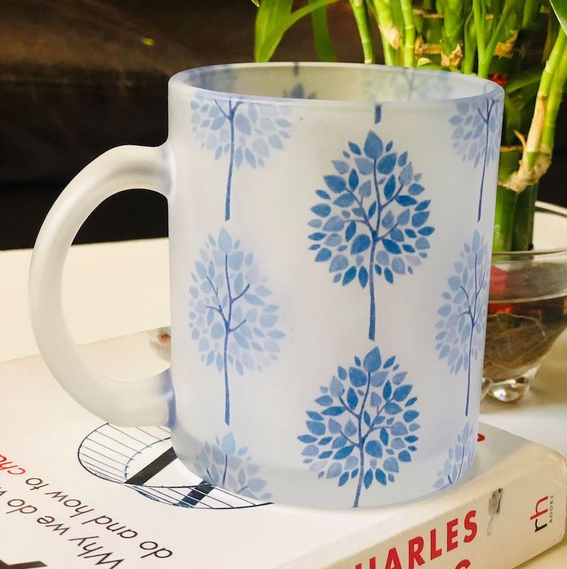 Blue & White Frosted Coffee Mug (350 ml)