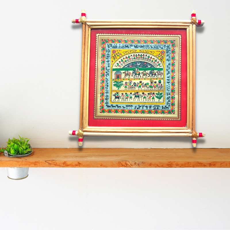 Hand Printed Saura Tribal Lifestyle Painting Frame