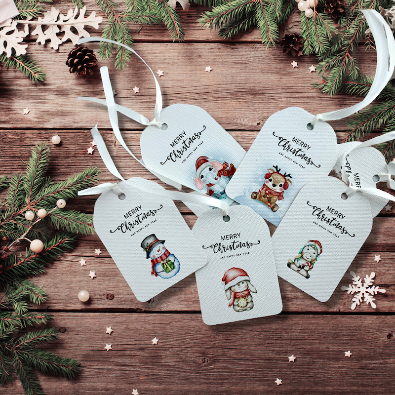 Christmas Gift Tags with Ribbons (Set of 6)