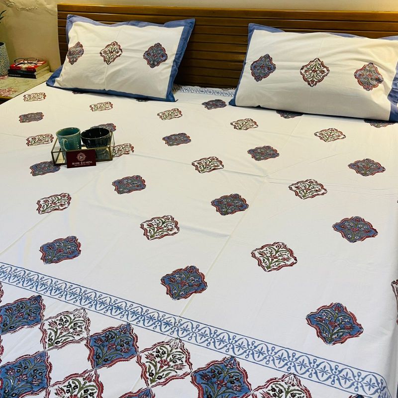 Navy Mughal Premium Cotton Bedsheet