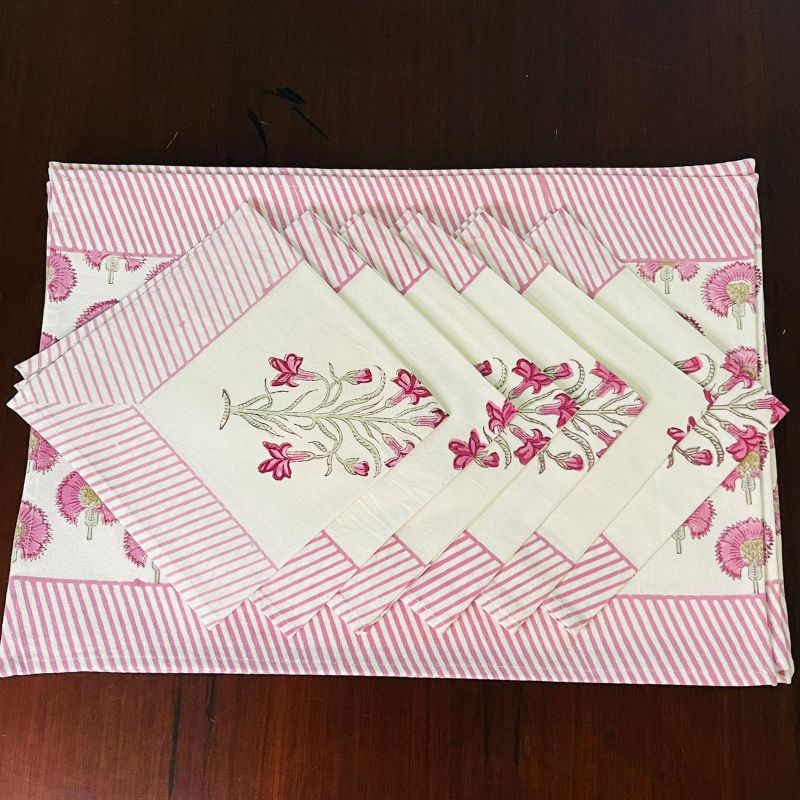 Canvas Cotton Table Mats & Napkin Sets (Pack of 6)